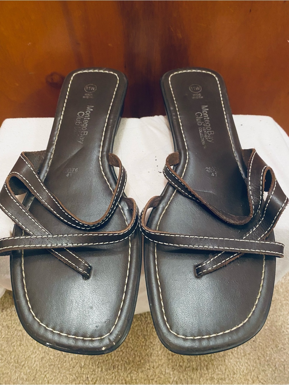 Montego Bay Club Brown Strappy Square-Toe Sandals